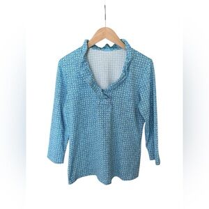 J. McLaughlin Teal Patterned Blouse